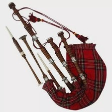Great Highland Bagpipes Silver Amount Rosewood Royal Stewart Bagpipe - Hard Case