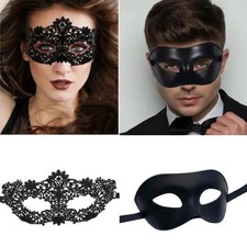 Black Lace Masquerade Mask Set