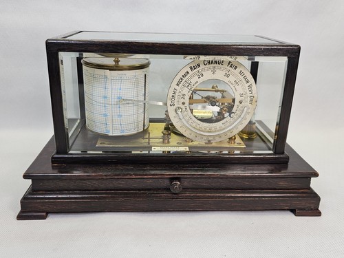 Oak barograph with chart draw - barograph,