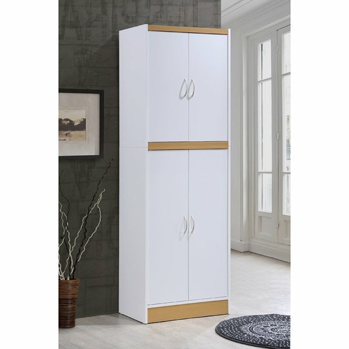 White wooden pantry storage - white,