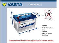 Car Battery G8 Varta 250 830A