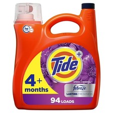 Tide Febreze Liquid Laundry Detergent, HE, Spring & Renewal Scent,132oz,94 Loads