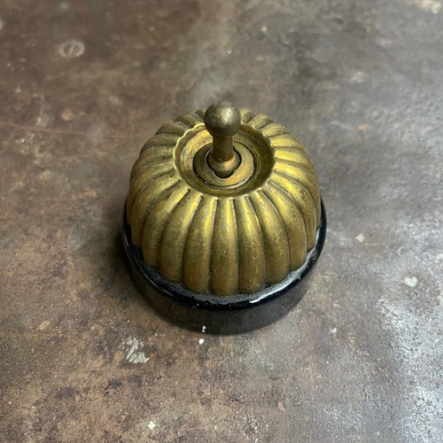 Vintage black ceramic brass - ceramic, &