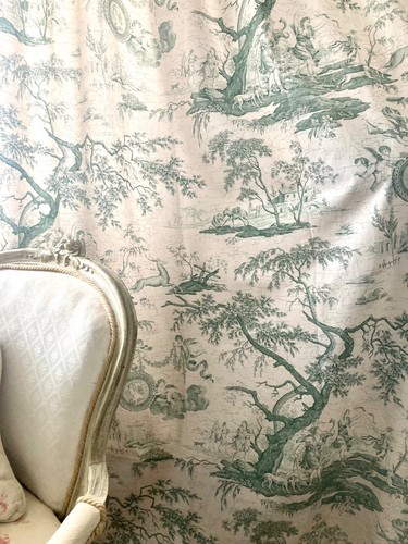 Vintage green toile jouy - vintage,