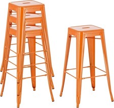 Set X2 of Tolix Style Stackable Metal Counter Bar Stools Chairs Seat Height 76cm