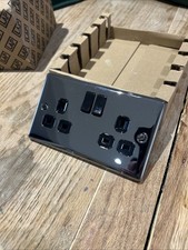 Lap Black Nickel Black Insert Raised Rounded 2 Gang Socket