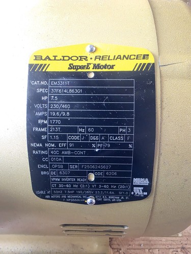 Baldor electric motor hp - 7.5,