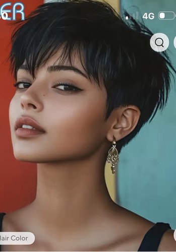 Natural black short pixie - black,