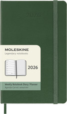 Moleskine 2026 Weekly Diary Planner Pocket Size Hard Cover Green (9x14 cm)