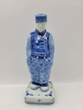 Vintage Royal Delft de Porcelyne Fles Farmer Figurine Blue White 16cm Tall