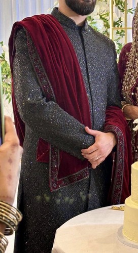 Groom black sherwani top - groom’s, (top