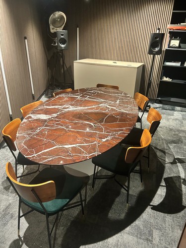 Oval tulip marble table - table,