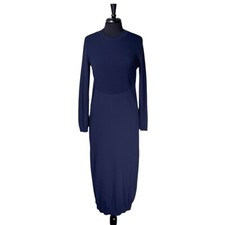 COS Womens Maxi Dress Navy Blue Ribbed Stretch Long Sleeve Lagenlook Oversized S