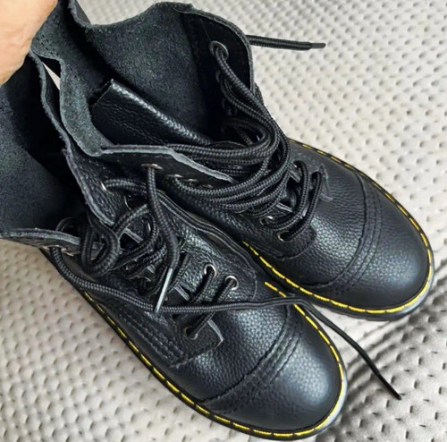 Black platform ankle combat - black,