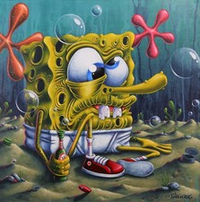 GILEN Original signed + Sticker banksy,shepard fairey,martin whatson,sponge bob