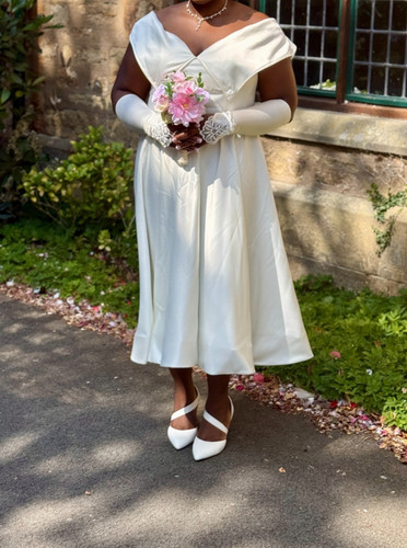 Line off the shoulder - a-line, satin