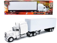 Peterbilt 379 Truck with Dry Goods Trailer White Long Haul Trucker 1/32