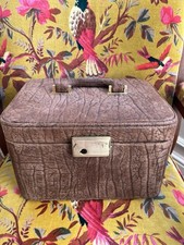 Bric’s Italy Vintage 1980’s Croc Print Leather Vanity Case Luggage