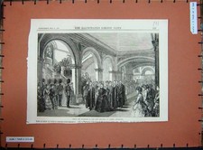 Original Old Antique Print 1870 Lobby Staircase Building London University Art