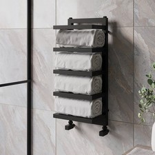 Black Vertical Heated Towel Shelf Radiator 700 x 300mm - Cairo CAIRO700