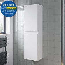 Bathroom Cabinet Flat Pack Gloss White Wall Hung Tall 350 x 250mm