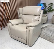 Torino Cream leather Sofa 3 and 2 Seater and Armchair Power Recliner With USB