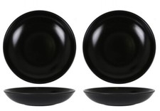 Pasta bowls deep dinner plates stew large 23cm ZENCI black stoneware -set of 2-