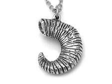Bighorn Sheep Horn Necklace, Handmade Ram Pendant, Animal Jewelry in Pewter