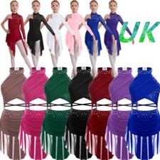 UK Girl's Ballet Dance Ballroom Leotard Dress Kids Gymnastics Dancewear Costume