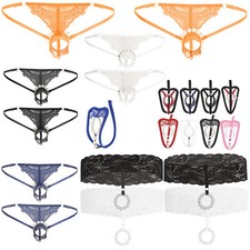 Mens C-String Naughty Thong Bedroom T-Back Beads Transvestite Performance Ring