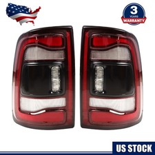 Pair For Dodge RAM 2500 3500 2019-2024 Black Bezel LED Tail Lights w/Blind Spot