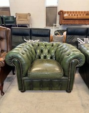 Chesterfield Vintage Green Real Leather Club Chair 