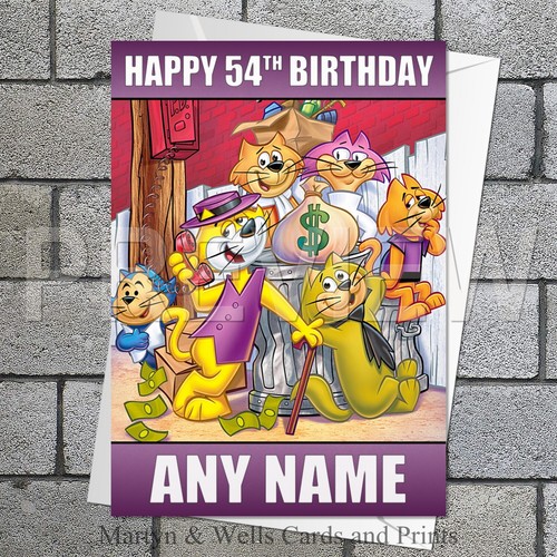 Top cat birthday card 5x7 - birthday,