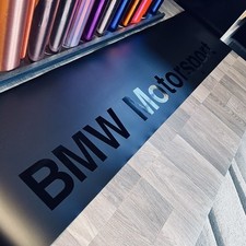 BMW Motorsport Sunstrip / Matte Black / Black Gloss Logo - Fits Any Car