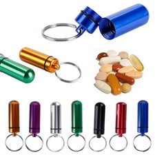 PILLBOX CASE STASH CONTAINER KEY RING CHAIN FOR POWDERS PILL KEYRING AIR TIGHT