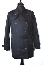 Vtg Aquascutum England black trench coat & belt nova check sz 36" small revival