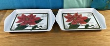 Pair Royal Botanic Gardens Kew Poinsettia Small Drink Melamine Trays 21x14x1cm