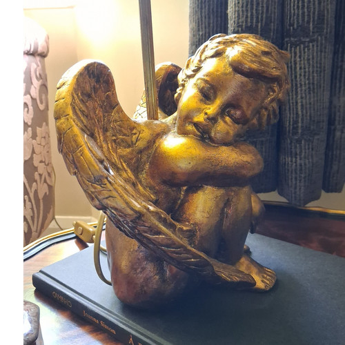 Gold cherub accent lamp - gold,