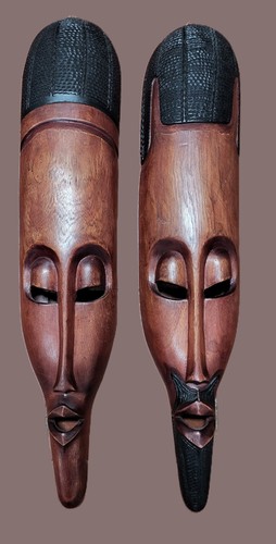 Large pair wooden african - large, of