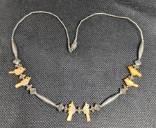 Necklace of silver bugle beads