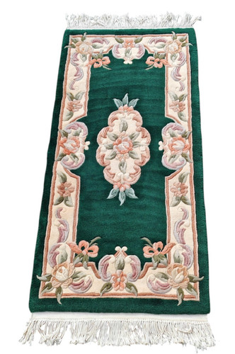 Vintage rug green - floral, 52"