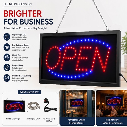 Flashing led open sign - flashing,