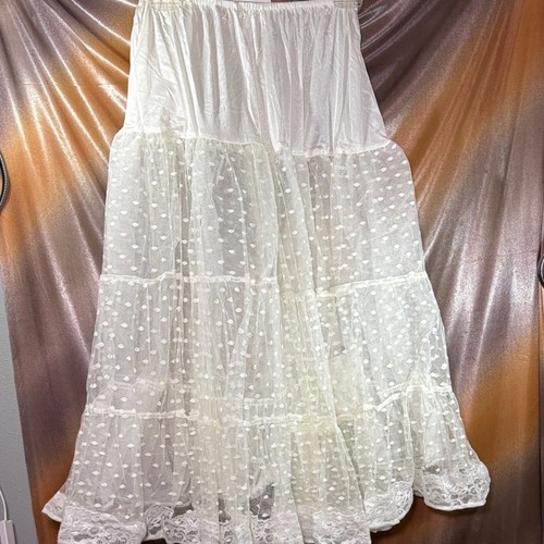 White tiered lace petticoat - white,