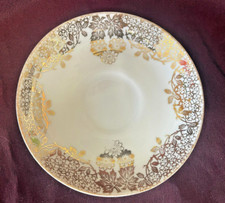 VICTORIA CZECHOSLOVAKIA CHINA White & Gold 5.5" Saucer Excellent Condition