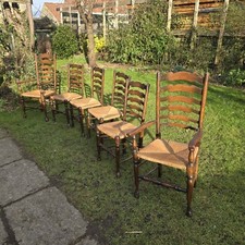 Set Of 6 Antique Reed Oak