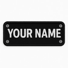 Custom Embroidered Patch Rectangle Name Iron On Sew On Hook &Loop Badge Applique