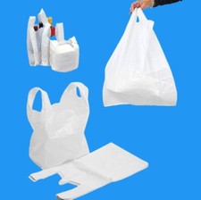 Plastic Vest Carrier Bags White Plastic Heavy Duty Bags Reusable Shopping Bags