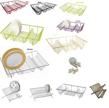 Dish Drainer Wooden Metal Chrome Wire Plate Rack Stand Holder Sink Kitchen Tidy 