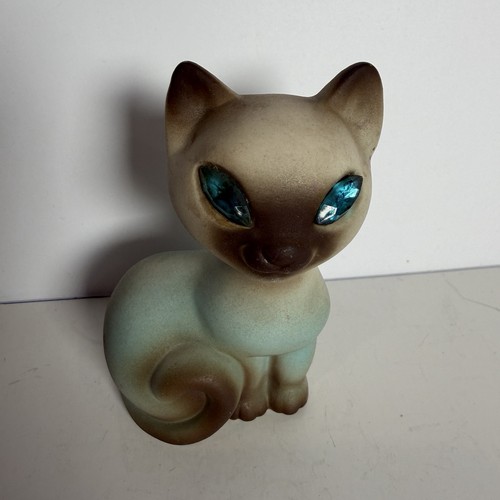 Vtg porcelain siamese cat blue - vtg,