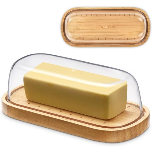 Bamboo butter dish with lid - dish,